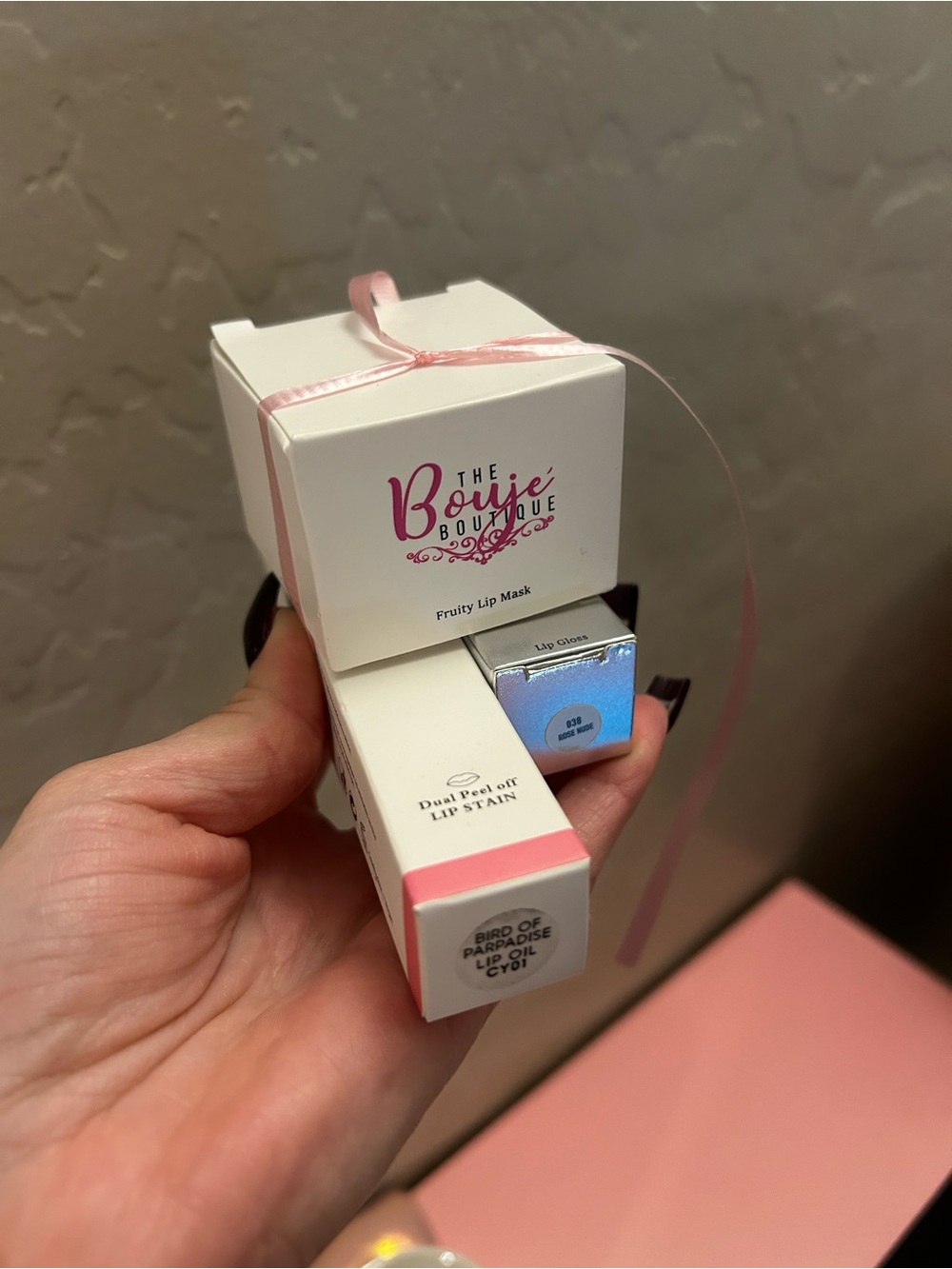 Pink Fruity Lip Mask & Dual Peel-Off Lip Stain and gloss